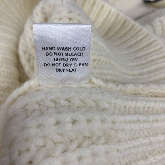 Sweater Womens Large Cable Knit Ruffle Preppy Cottage Peasant Feminine Cozy - Picture 14 of 15